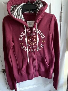 Abercrombie & Fitch Burgundy Zip Up Hoodie